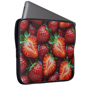 Juicy Fresh Red Strawberries Summer Fruit Pattern Laptop Sleeve