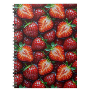 Juicy Fresh Red Strawberries Summer Fruit Pattern Notebook