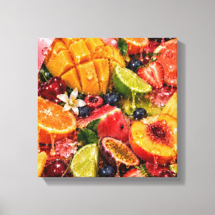 Juicy Fruit Canvas Wall Art Maximalist Colourful