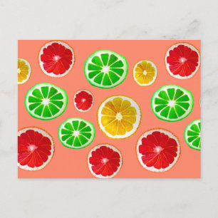 Juicy Fruit citrus fruit pattern Postcard