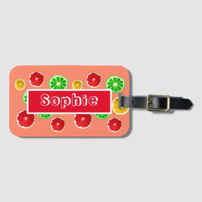 Juicy fruit colourful fruity pattern luggage tag (Front Horizontal)