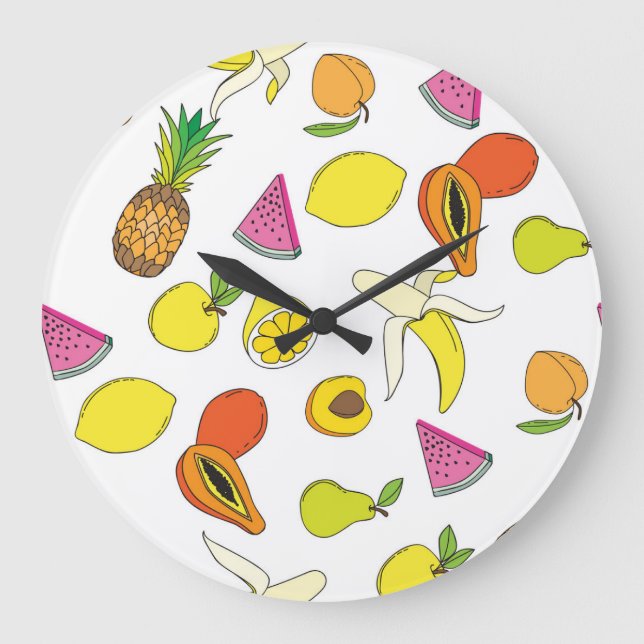 Juicy Fruit, Vintage Seamless Pattern. Large Clock (Front)