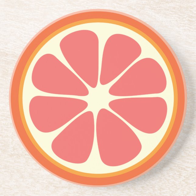 Juicy Grapefruit Summer Citrus Fruit Slice Coaster (Front)