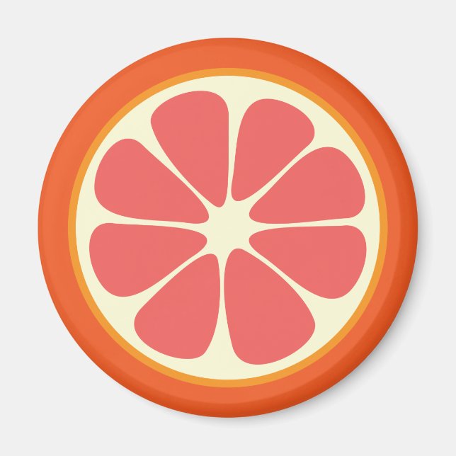 Juicy Grapefruit Summer Citrus Fruit Slice Kitchen Magnet (Front)