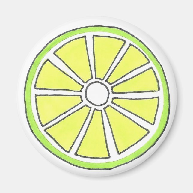 Juicy Green Lime Citrus Fruit Slice Magnet (Front)