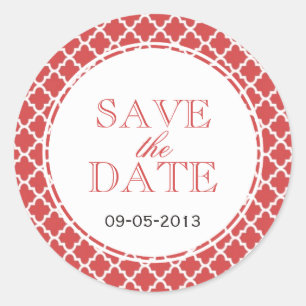 Juicy guava Moroccan tile SAVE THE DATE wedding Classic Round Sticker