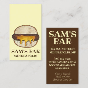 Juicy Jucy Lucy Minneapolis Minnesota Cheeseburger Business Card