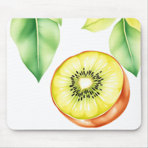 Juicy Kiwi in Watercolor on White Background Mouse Mat