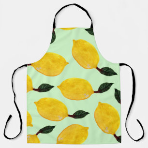 Juicy Lemon Blueberries: Watercolor Seamless Patte Apron