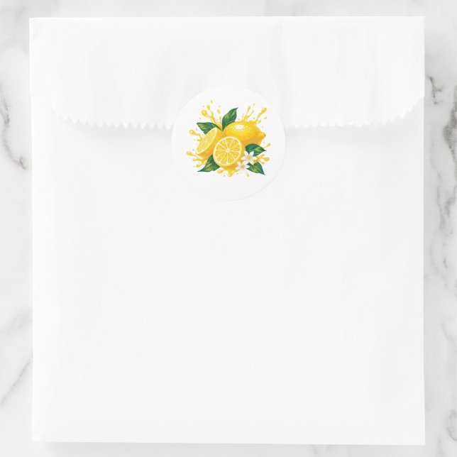 Juicy lemon classic round sticker (Bag)