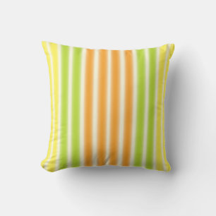 Juicy Lemon Lime And Orange Citrus Fruit Stripes Cushion