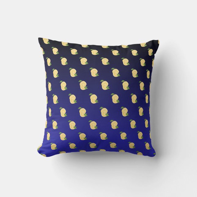 Juicy Lemon on Blue gradient Cushion (Front)