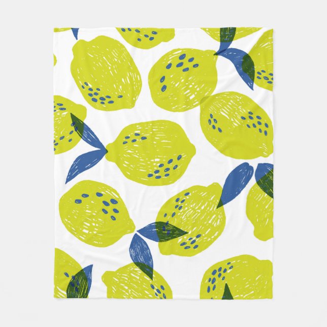 Juicy lemons: vintage seamless pattern. fleece blanket (Front)