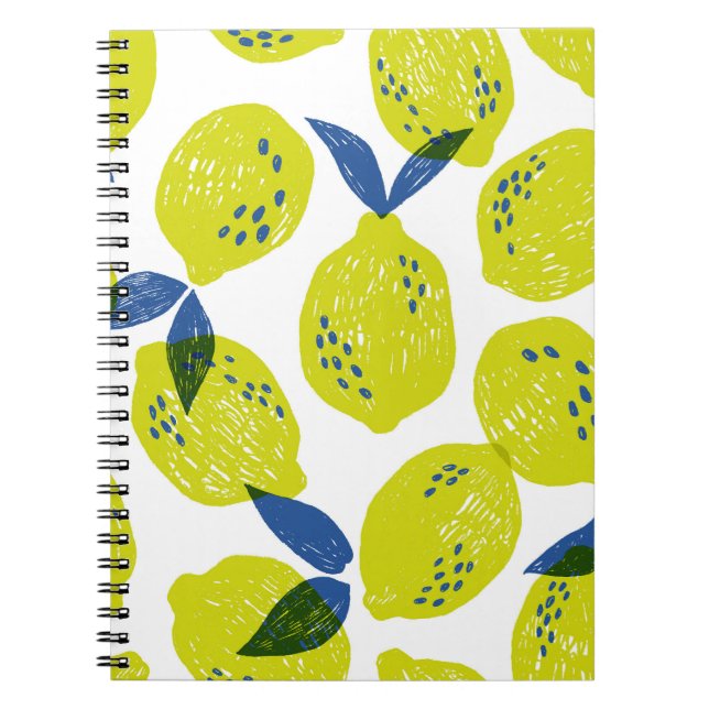 Juicy lemons: vintage seamless pattern. notebook (Front)