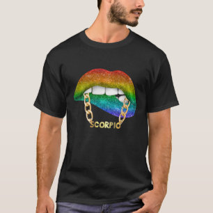 Juicy Lips Gold Chain Scorpio Zodiac Birthday Gift T-Shirt