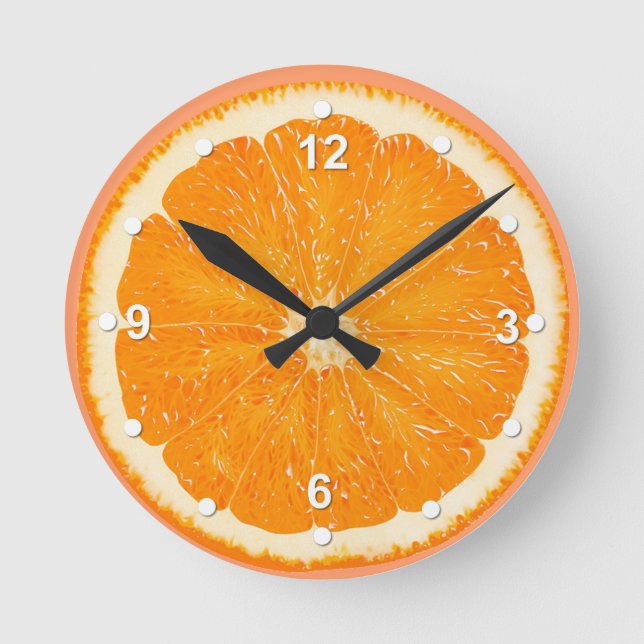 Juicy Orange Kitchen Wall Clock (Front)