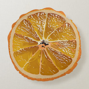 Juicy  orange   slice - fun Round Cushion