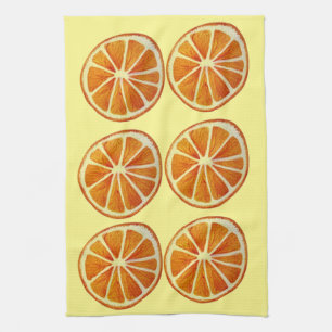 Juicy orange slice watercolor art pattern pop art tea towel