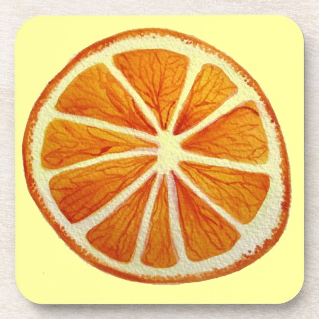 Juicy Orange watercolor fruit pop art Coaster (Front)