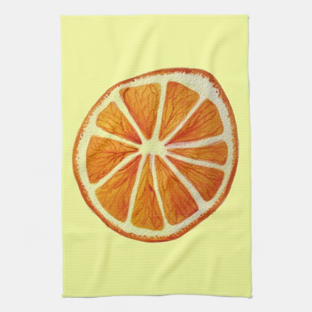 Juicy Orange watercolor fruit pop art Tea Towel (Vertical)