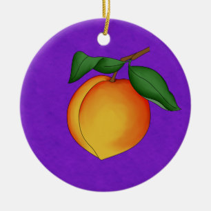 Juicy Peach & Purple Background Ornament