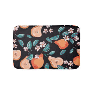 Juicy pears: hand-drawn fruit pattern. bath mat