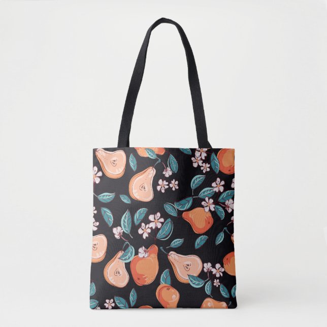 Juicy pears: hand-drawn fruit pattern. tote bag (Front)