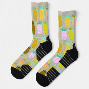Juicy Pineapple Plaid Pattern Socks