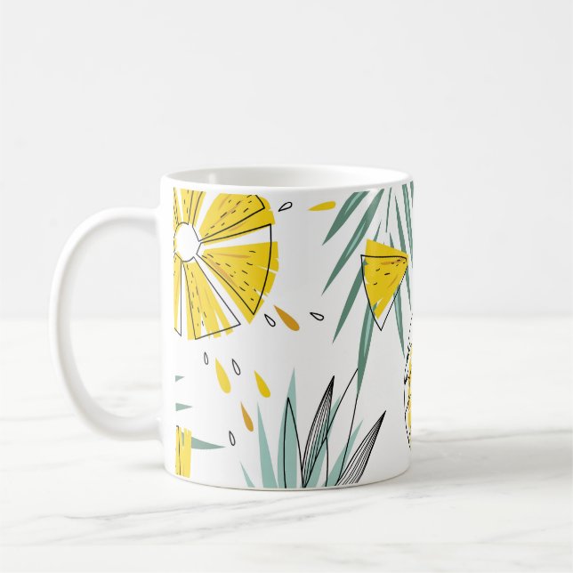 Juicy pineapples: bright vintage pattern. coffee mug (Left)