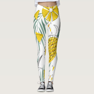 Juicy pineapples: bright vintage pattern. leggings
