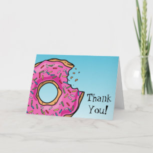 Juicy Pink Doughnut Custom Thank You Card