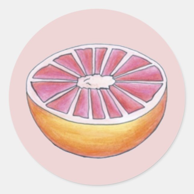 Juicy Pink Grapefruit Citrus Fruit Breakfast Food Classic Round Sticker (Front)
