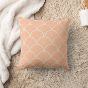 Juicy Pink Grapefruit Slice Scallop Pattern Peach  Cushion