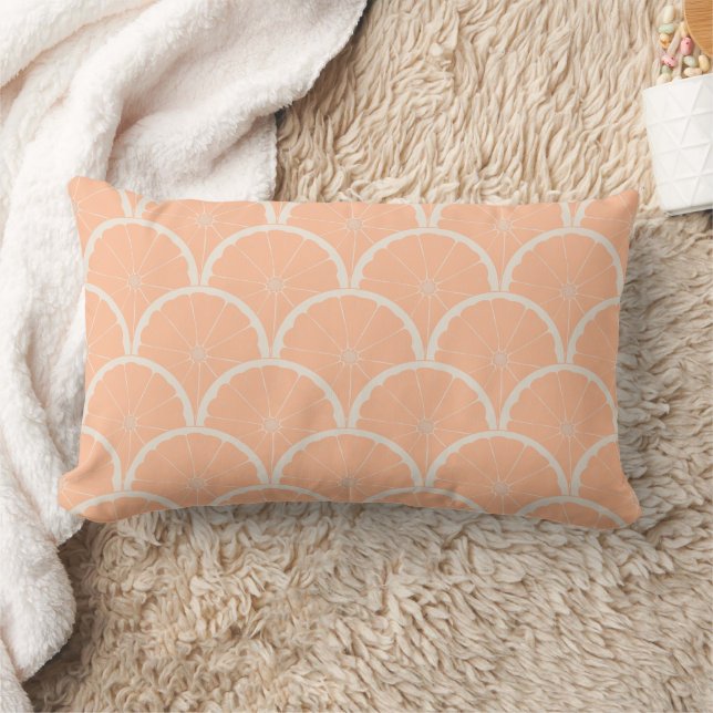 Juicy Pink Grapefruit Slice Scallop Pattern Peach  Lumbar Cushion (Blanket)