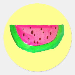 Juicy pink pop art watermelon fruit classic round sticker