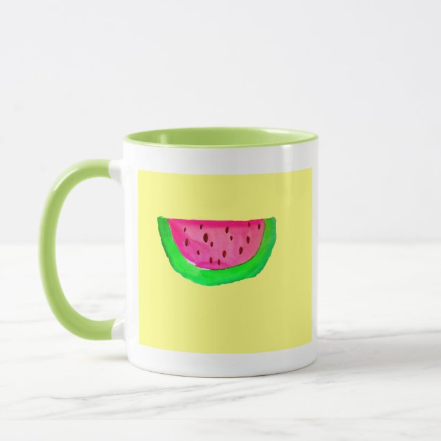 Juicy pink pop art watermelon fruit mug (Left)