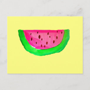 Juicy pink watermelon fruit postcard