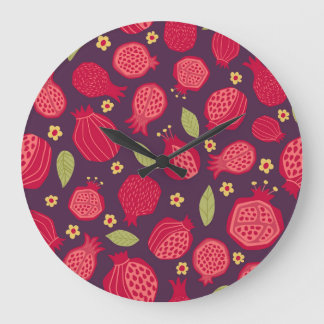 Juicy pomegranates: vintage illustration. large clock