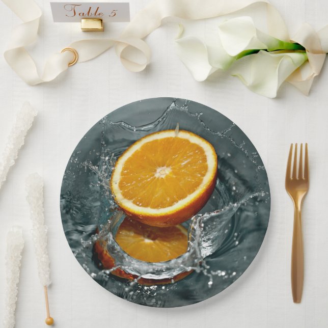Juicy positive orange for vitamin mood     paper plate (Wedding)