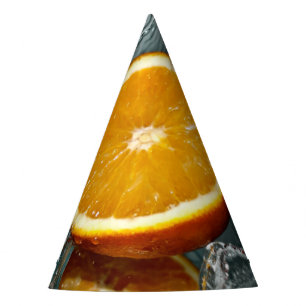 Juicy positive orange for vitamin mood    party hat