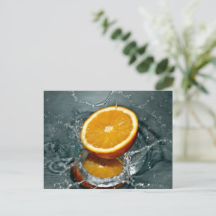 Juicy positive orange for vitamin mood    postcard