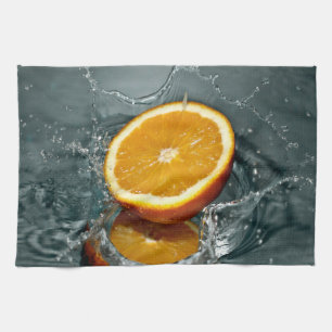Juicy positive orange for vitamin mood    tea towel