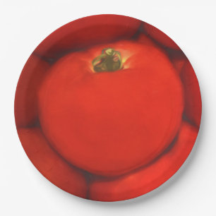 Juicy Red Homegrown Garden Tomatoes Paper Plate