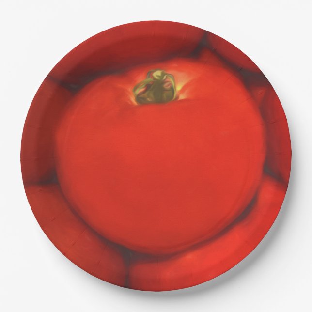 Juicy Red Homegrown Garden Tomatoes Paper Plate (Front)