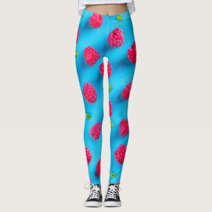 JUICY RED LYCHEE ON BLUE BACKGROUND LEGGINGS