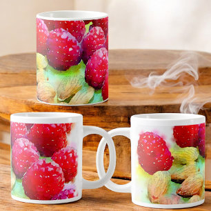 Juicy Red Raspberries and Almonds Watercolor Mug
