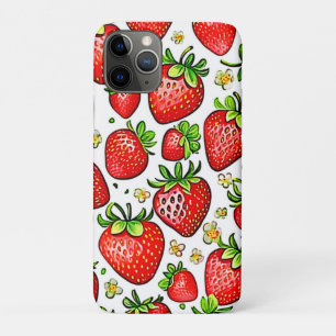 Juicy Red Strawberries Pattern iPhone 11 Pro Case