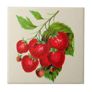 Juicy Red Strawberries Tile