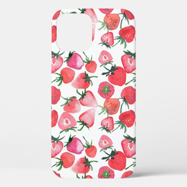 Juicy Red Strawberries Watercolor Pattern Case-Mate iPhone Case (Back)
