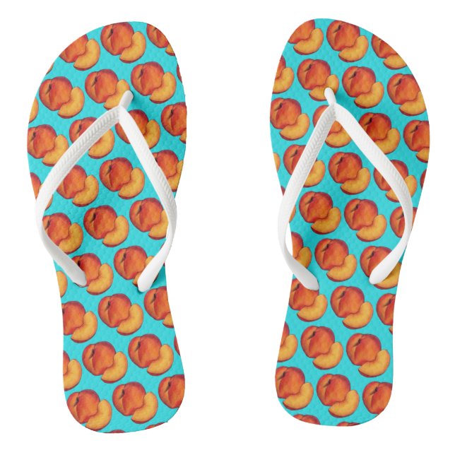 Juicy Ripe Summer Peach Georgia Peaches Fruit Flip Flops (Footbed)